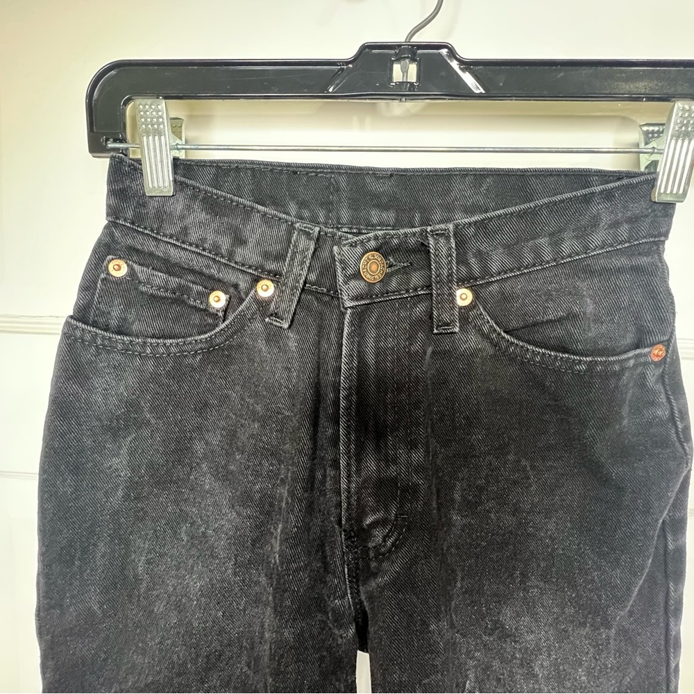 jordache vintage 90s high rise mom dad taper Jeans denim black 3 4 cotton - Picture 7 of 10